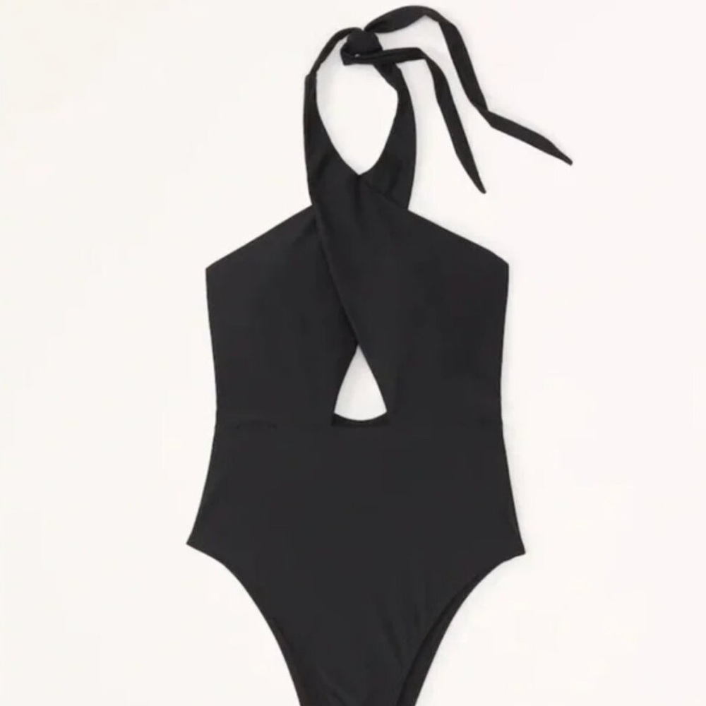 Abercrombie and Fitch Black One Piece High Leg Cheeky Swimsuit NEW medium NWT